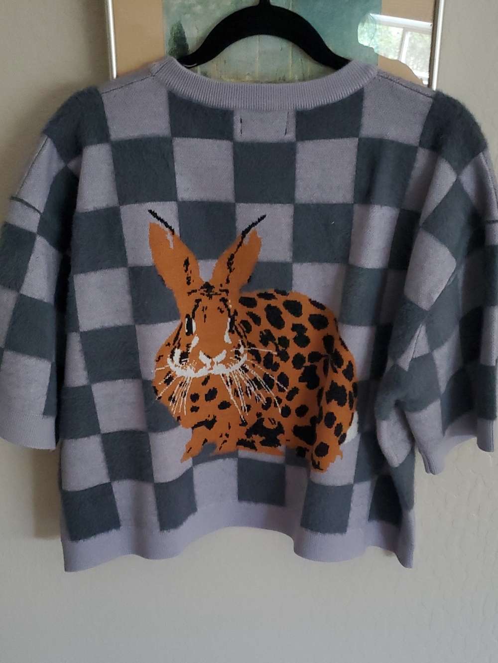Dressed In LALA Fur Real Checkerboard Bunny Sweater - Picture 5 of 7